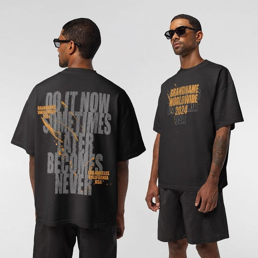 BACK PRINT DROP SHOULDER COTTON TSHIRT