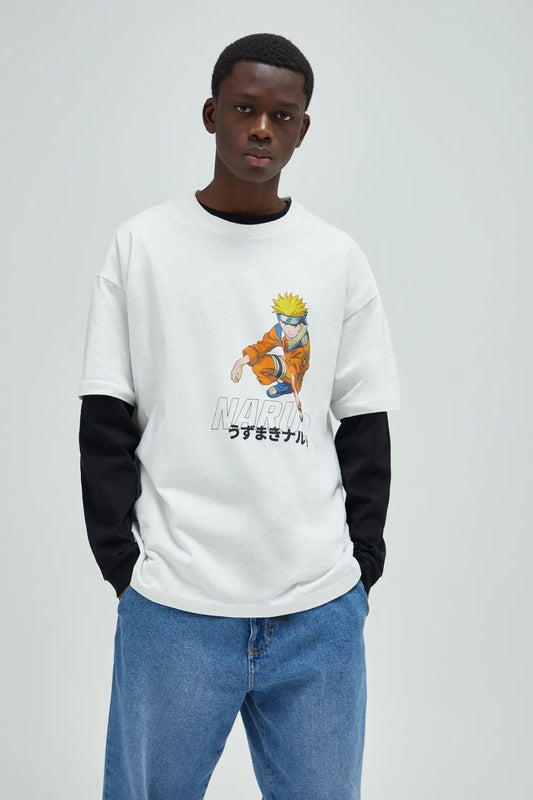 NARUTO DROP SHOULDER PRINTED TSHIRT